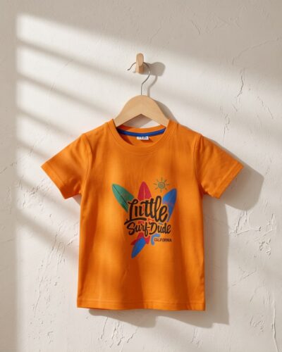 Little Surf Dude Tee — Orange Boys T-Shirt